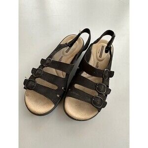 Collection by Clarks Women's Saylie Sandals Black Nubuck Leather - US 7 EU 37.5